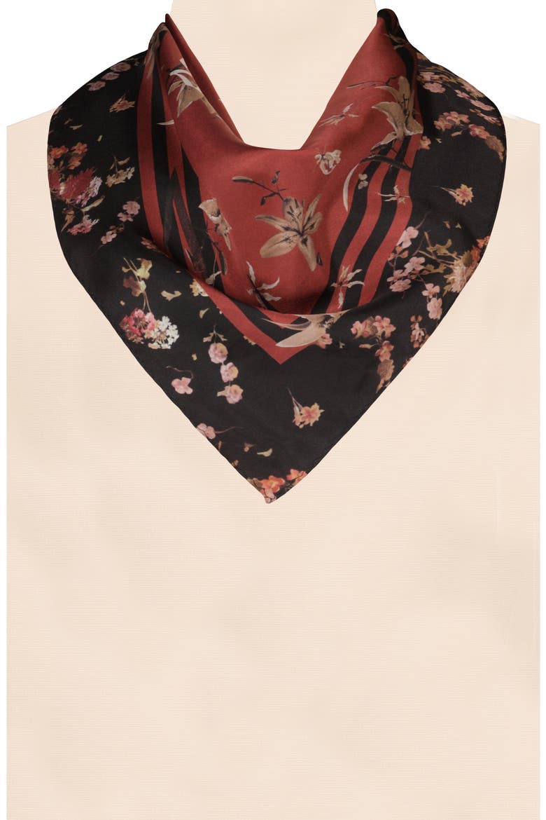Perta Silk Twill Scarf, Alternate, color, BROWN MULTI