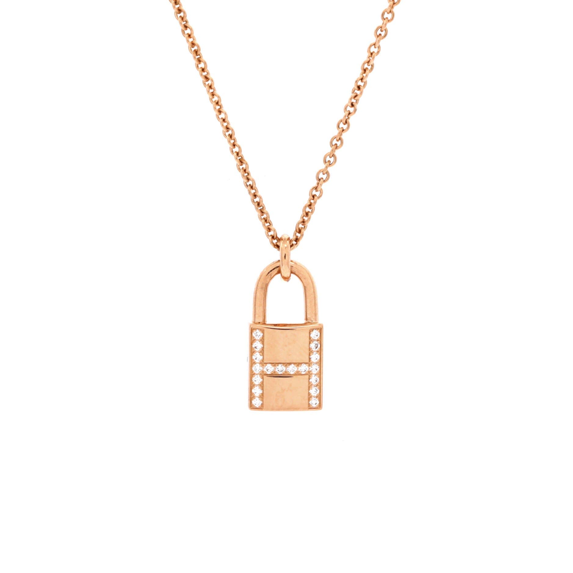 Amulettes Cadenas Pendant Necklace 18K Rose Gold with Diamonds, Main, color, Metallic Gold