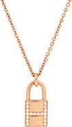 Pre-Owned Hermes Amulettes Cadenas Pendant Necklace 18K Rose Gold with Diamonds