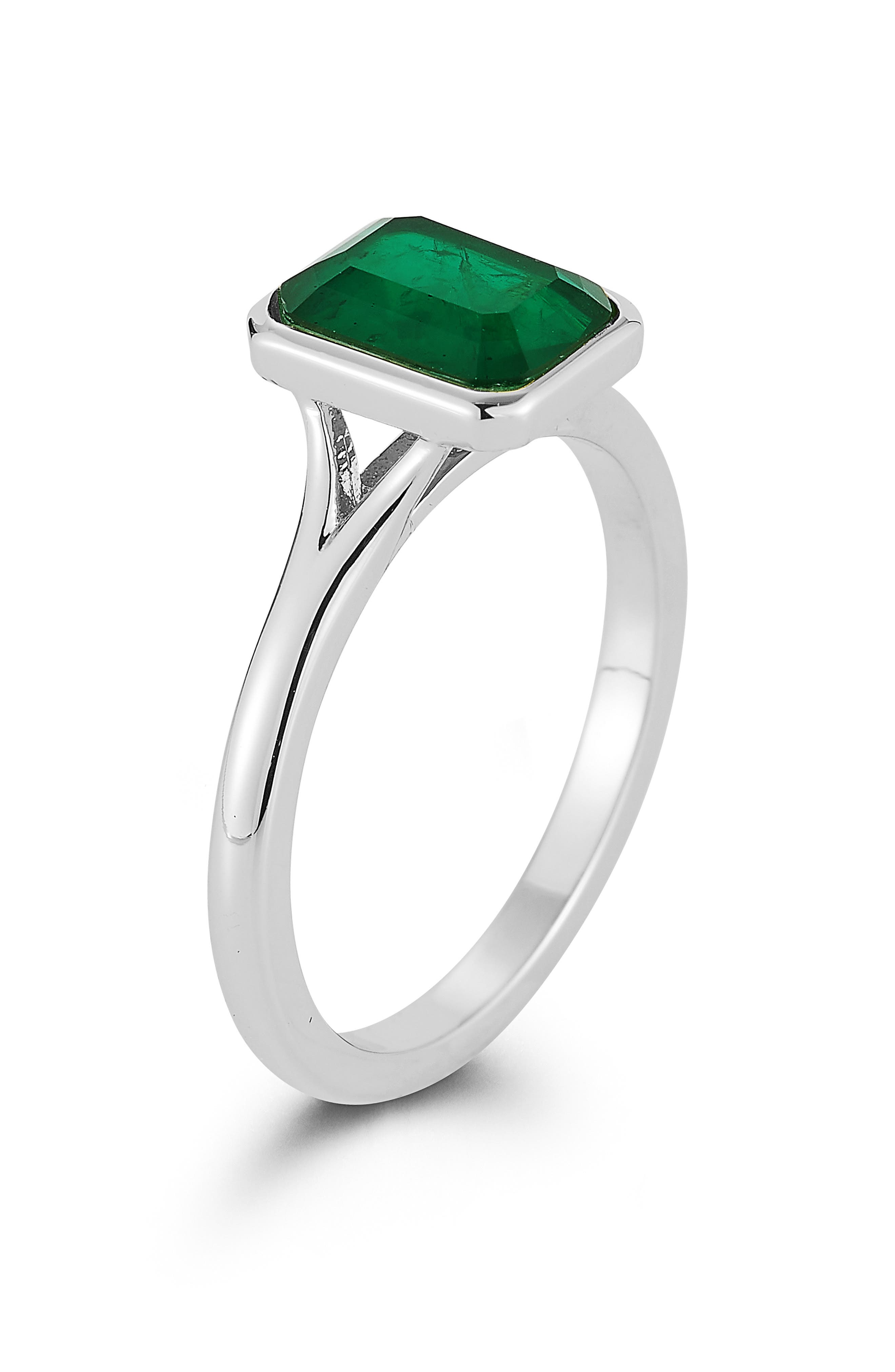 Emerald Cut Cubic Zirconia Signet Ring