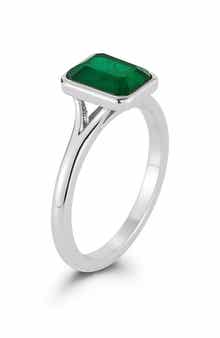 Emerald Cut Cubic Zirconia Signet Ring