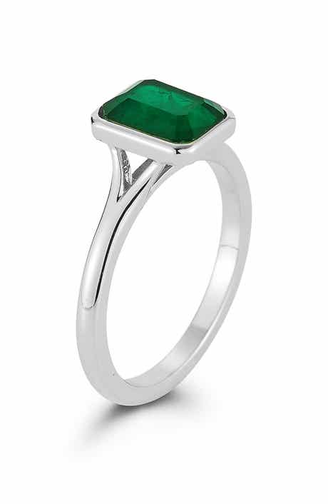 Emerald Cut Cubic Zirconia Signet Ring