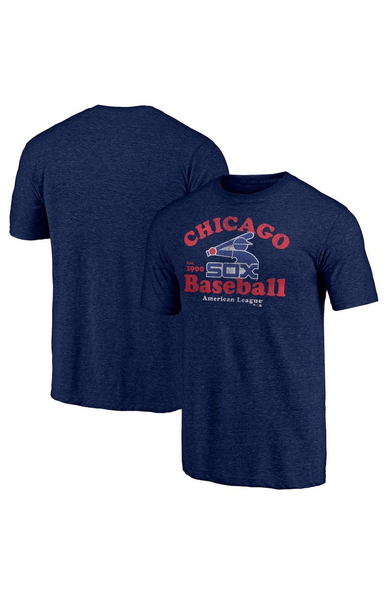 FANATICS Men's Fanatics Branded Heathered Navy Chicago White Sox Cooperstown Collection True Classics Tri-Blend T-Shirt, Main, color,