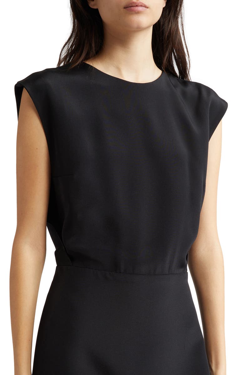 PARTOW Serena Silk Midi Dress, Alternate, color, Black