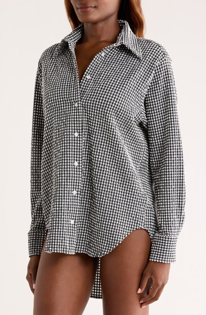 Hunza G Oversize Cover-Up Shirt, Alternate, color, Black