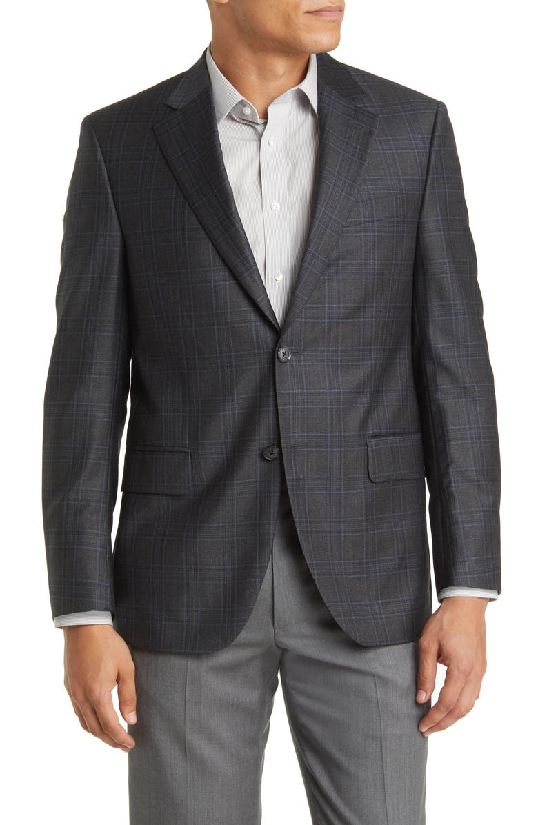 Peter Millar Tailored Fit Plaid Wool Sport Coat, Main, color, 
