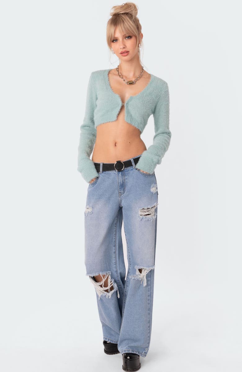 EDIKTED Fuzzy Crop Cardigan, Alternate, color,