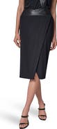 Donna Karan New York Faux Leather Trim Twist Midi Skirt