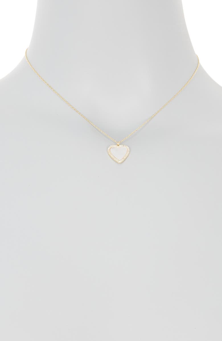 ARGENTO VIVO Mother of Pearl Heart Cubic Zirconia Pendant Necklace, Alternate, color,