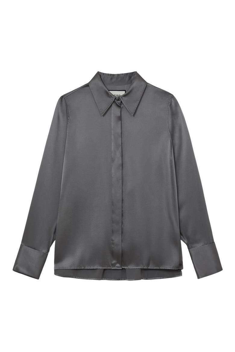 Ameira Silk Shirt, Alternate, color, DARK GREY