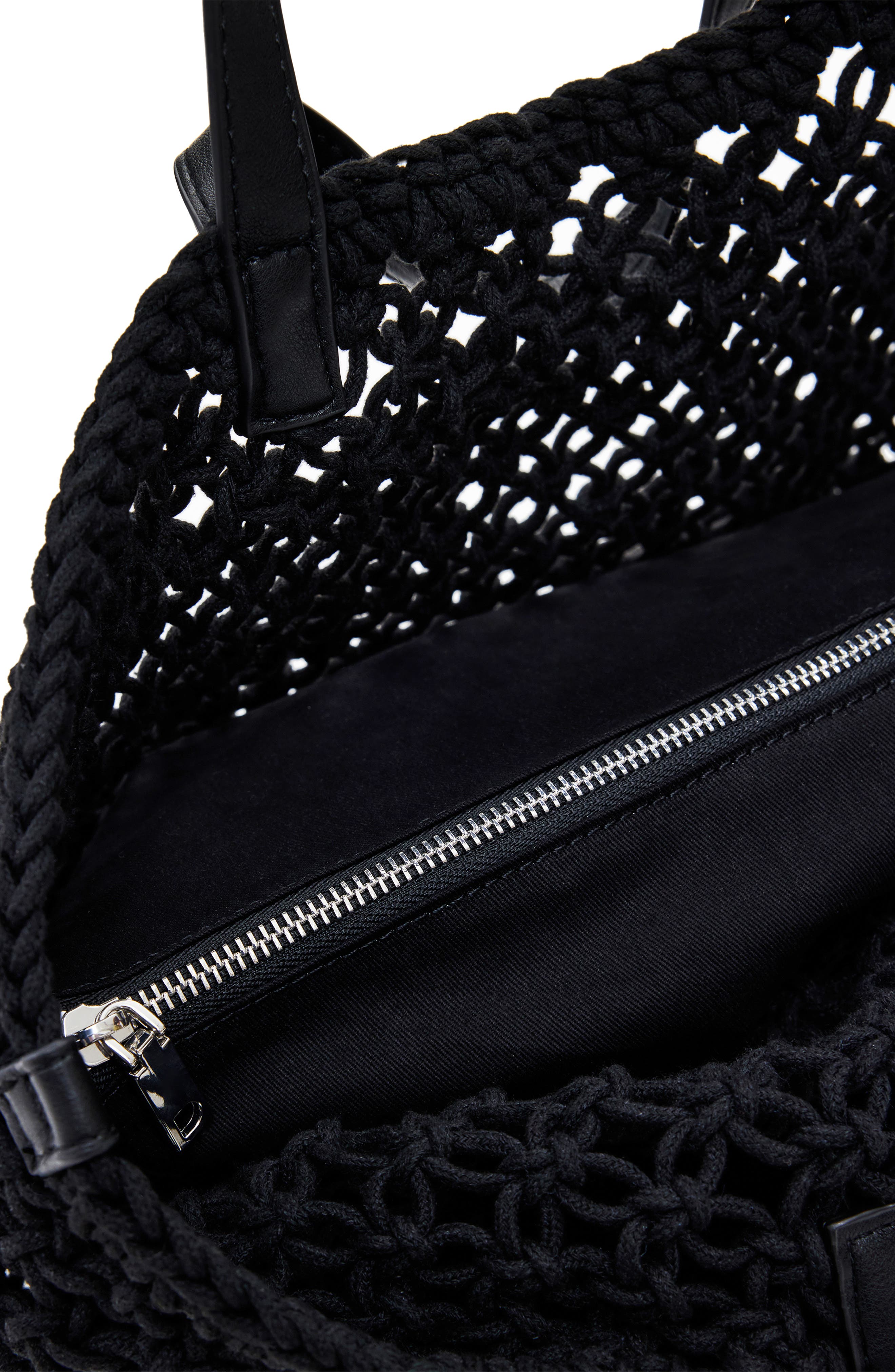 Desigual Open Knit Shopper Bag, Alternate, color, Black