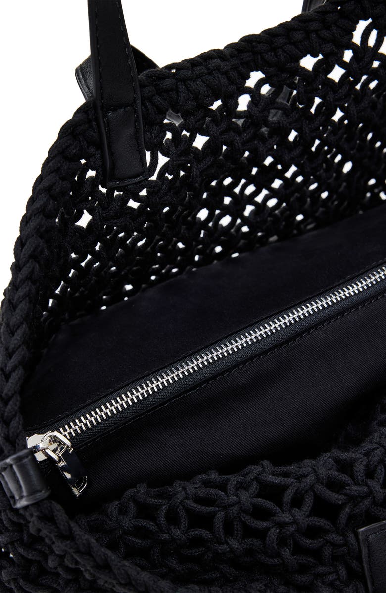 Desigual Open Knit Shopper Bag, Alternate, color, Black