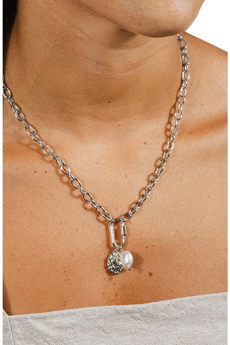 Jaxie Carabiner Charm Necklace, Alternate, color, SILVER