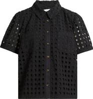 CeCe Cotton Eyelet Button-Up Shirt