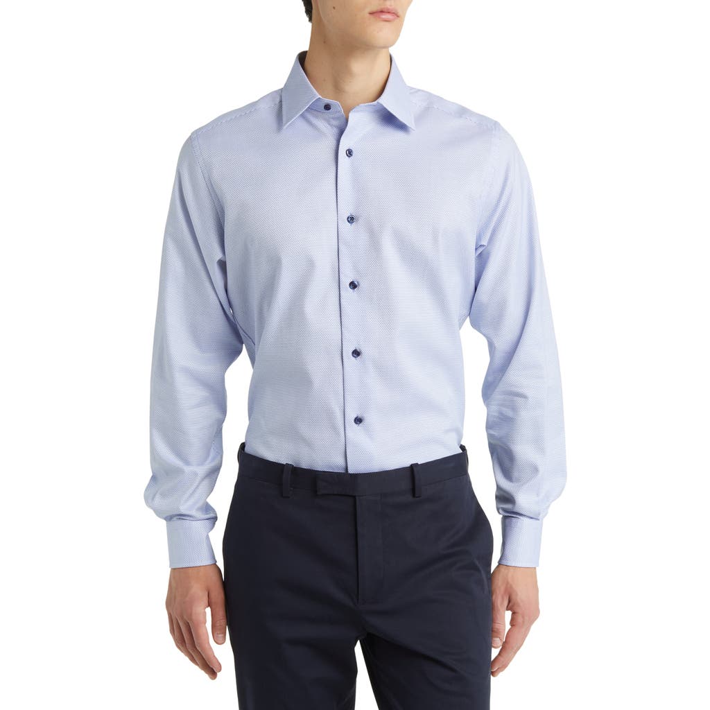 David Donahue Trim Fit Geometric Pattern Microdobby Dress Shirt