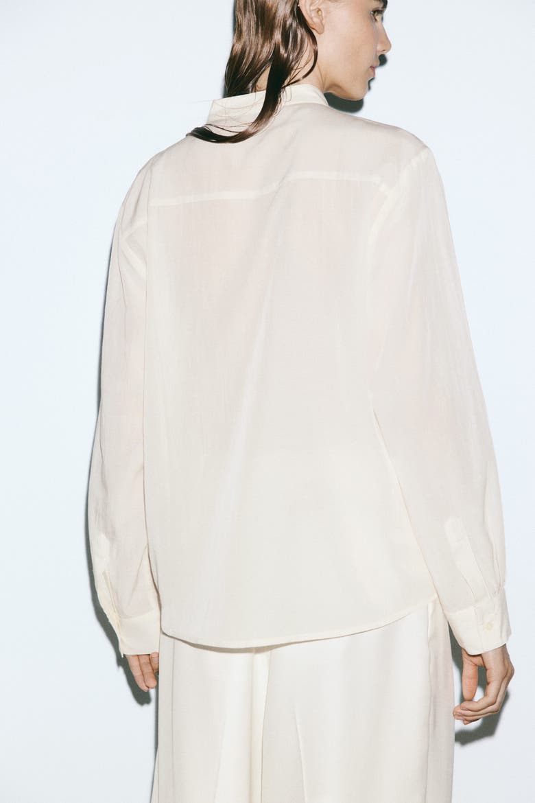 Button-front Pintuck Blouse, Alternate, color, Light beige