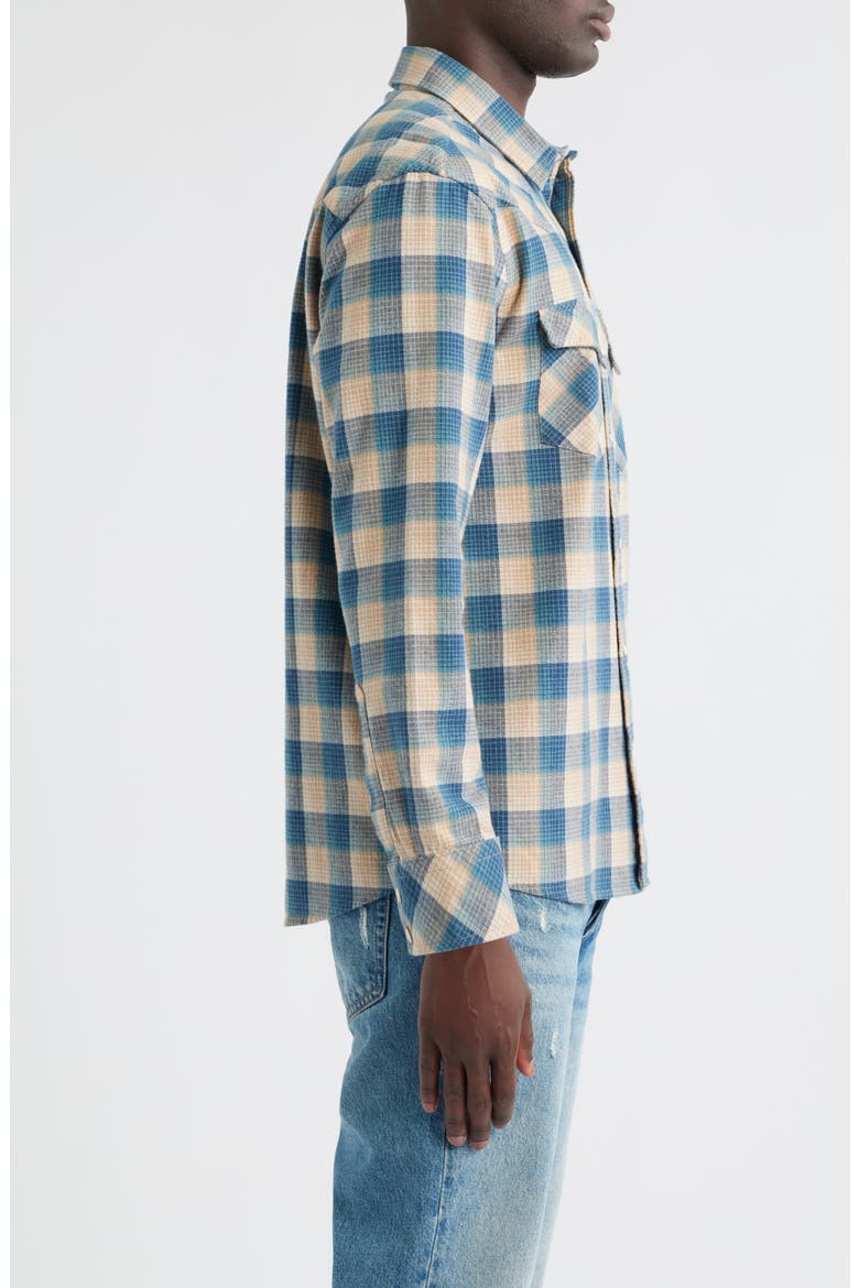 Wyatt Plaid Cotton Snap-Up Shirt, Alternate, color, TAN/ BLUE PLAID