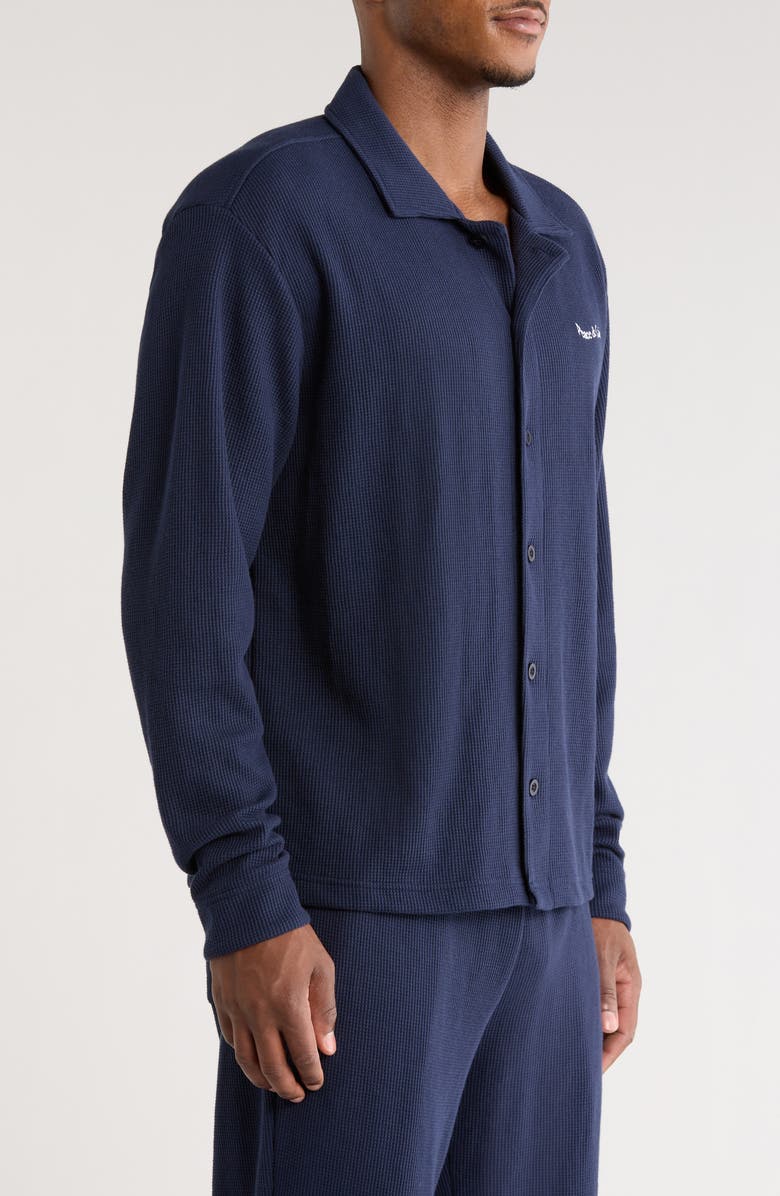 Museum of Peace & Quiet Wordmark Waffle Knit Shirt Jacket, Alternate, color, Navy