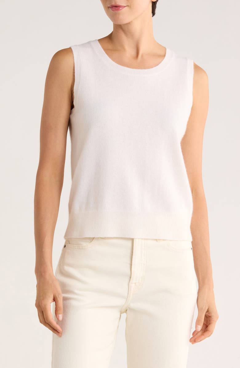 Magaschoni Sleeveless Cashmere Sweater, Main, color, Frost White