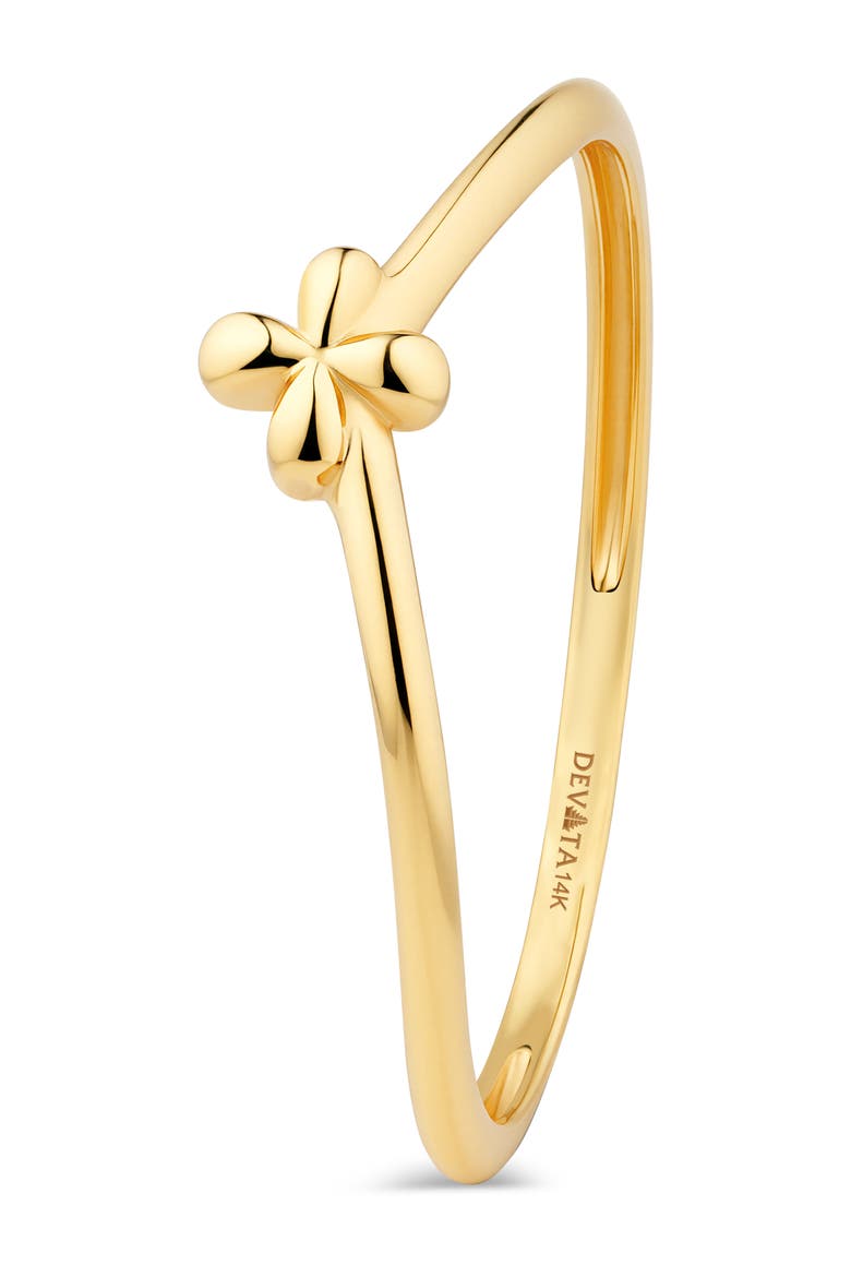 Clover on Chevron Ring in 14K Gold, Alternate, color, Yellow Gold