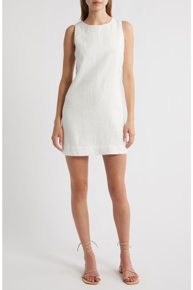 Lindsey Linen Shift Minidress, Main, color, WHITE