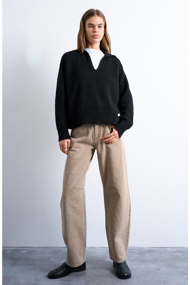 Johnny Collar Sweater, Alternate, color, BLACK