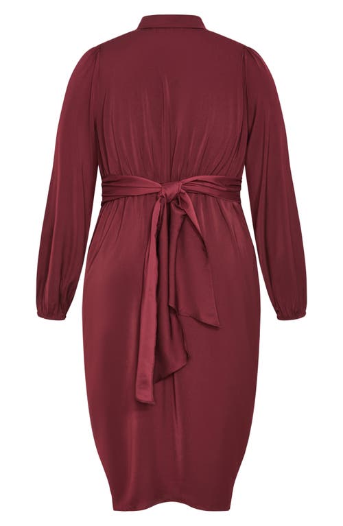 City Chic Lianna Long Sleeve Dress In Burgundy