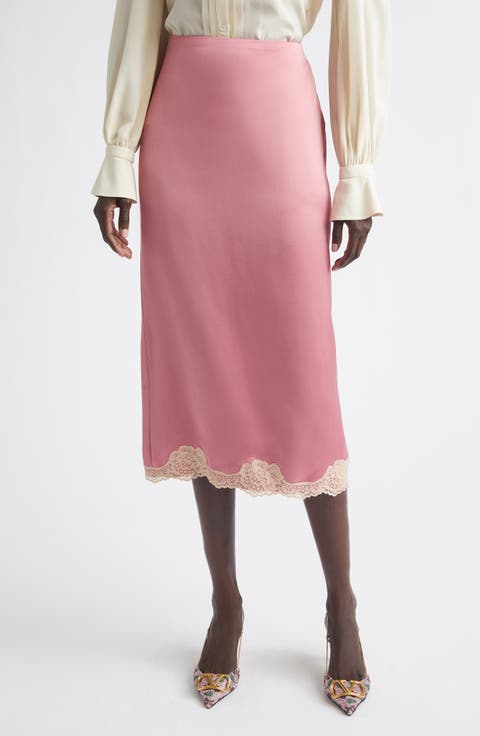 Lace Trim Satin Cady Slip Skirt