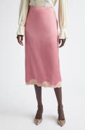 Valentino Lace Trim Satin Cady Slip Skirt