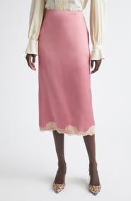 Valentino Lace Trim Satin Cady Slip Skirt