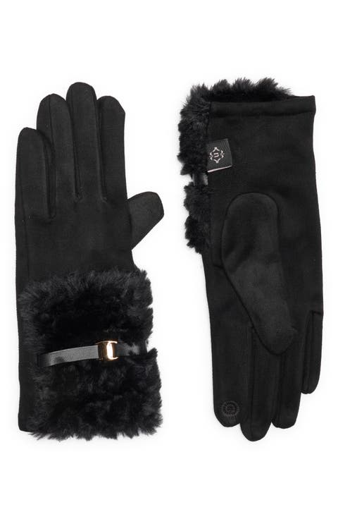 Faux Fur Buckle Gloves