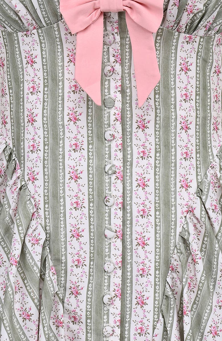 HOUSE OF CB Emiliana Floral Print Minidress, Alternate, color, Rose Stripe Floral Green