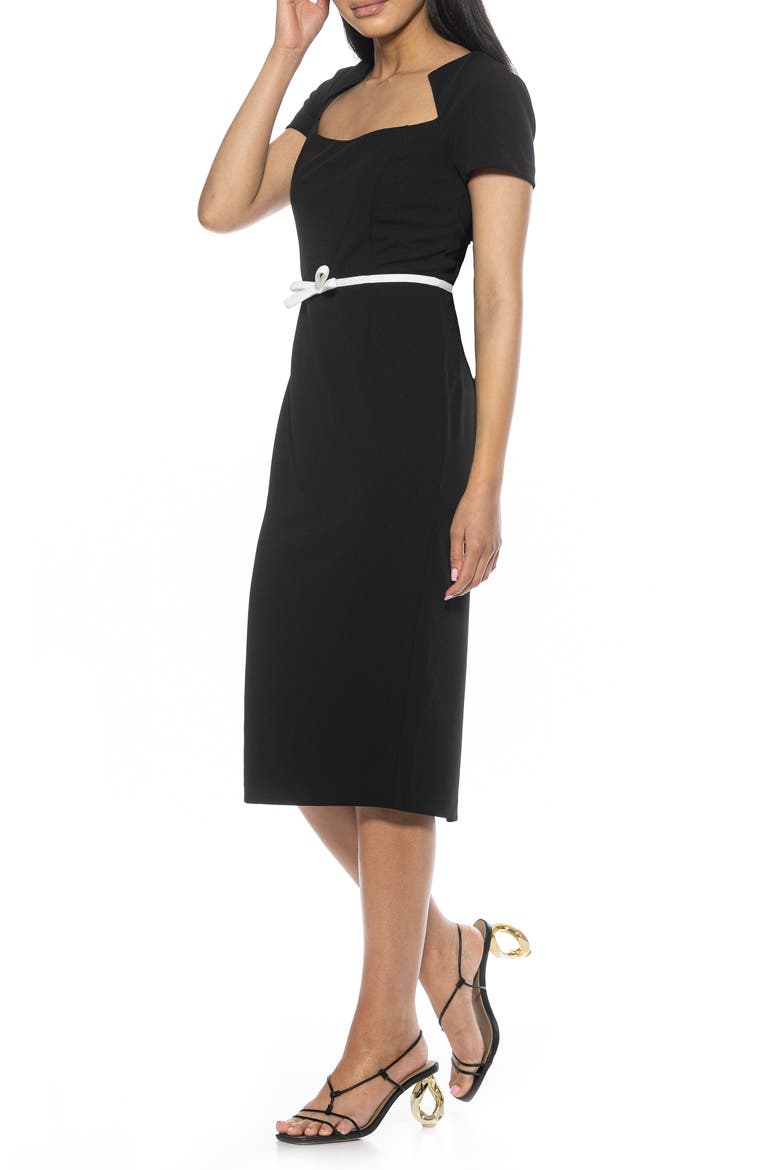 Alma Sheath Midi Dress, Alternate, color, BLACK/ IVORY