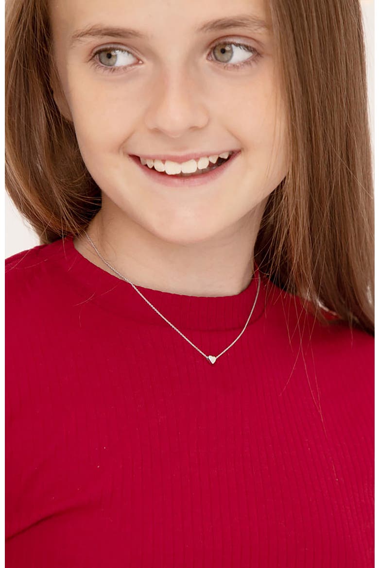 Dainty Puffed Heart Necklace, Alternate, color, Silver