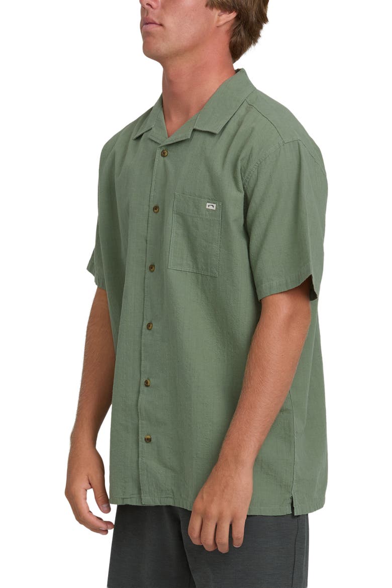 Victoria Vacay Linen Blend Camp Shirt, Alternate, color, GRANITE GREEN