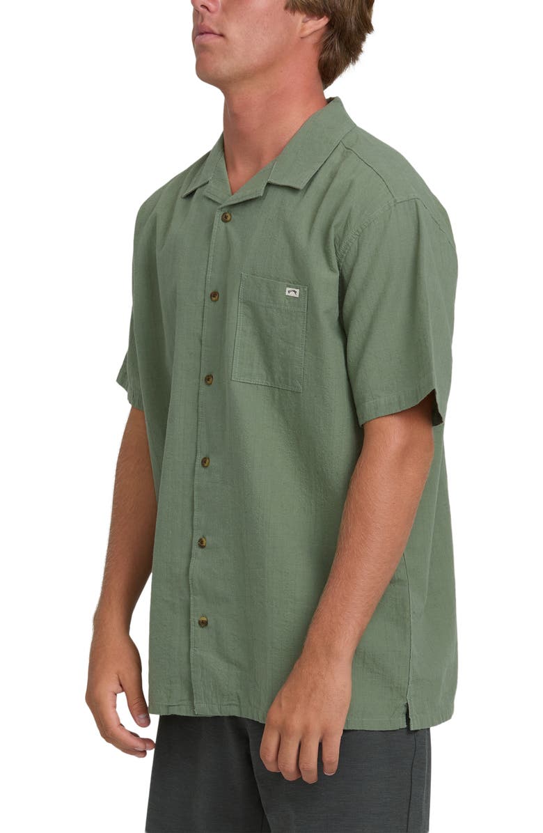 Billabong Victoria Vacay Linen Blend Camp Shirt, Alternate, color, Granite Green