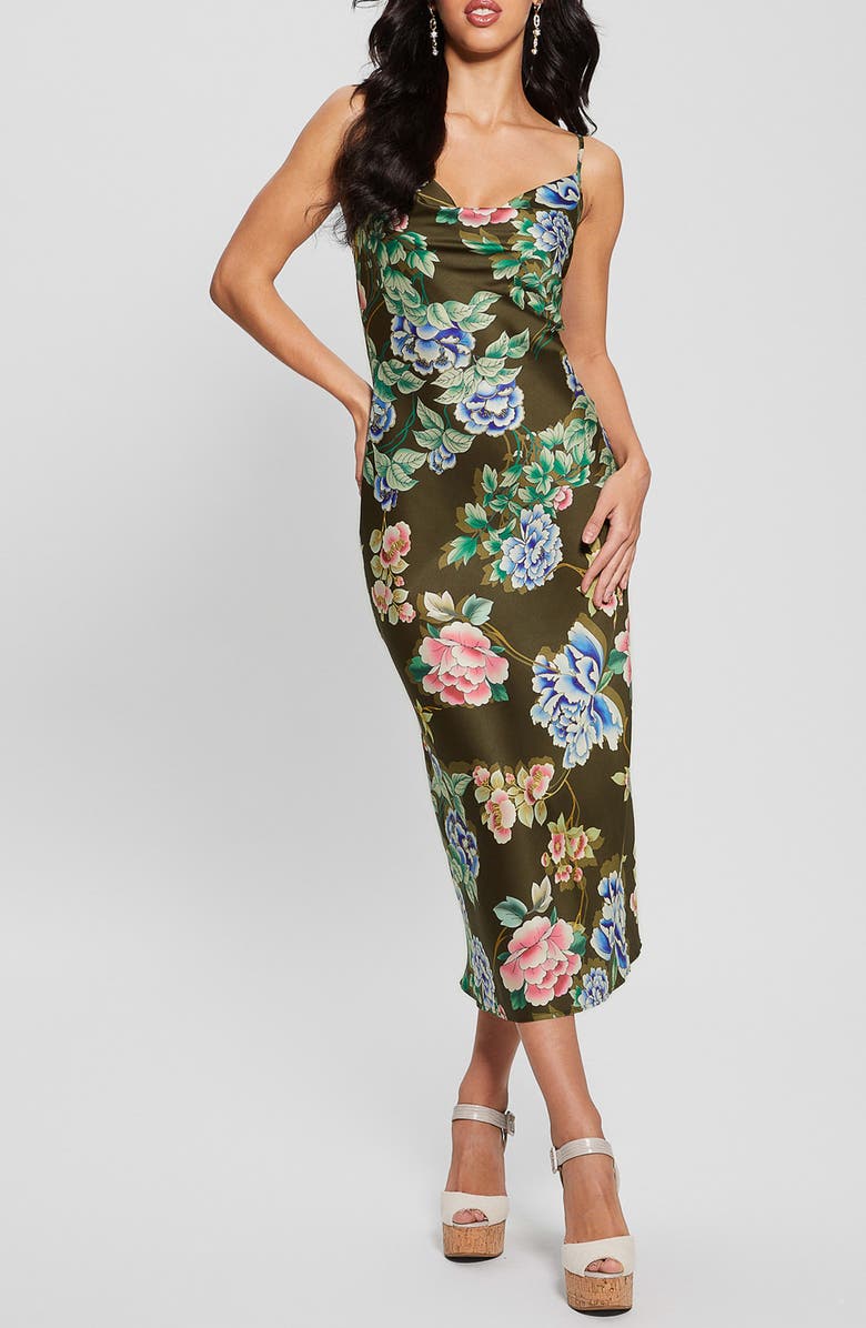 GUESS Akilina Satin Midi Slipdress, Main, color,