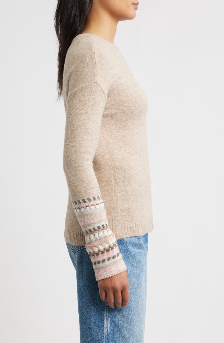 Hatley Fair Isle Mélange Crewneck Sweater, Alternate, color, Oatmeal