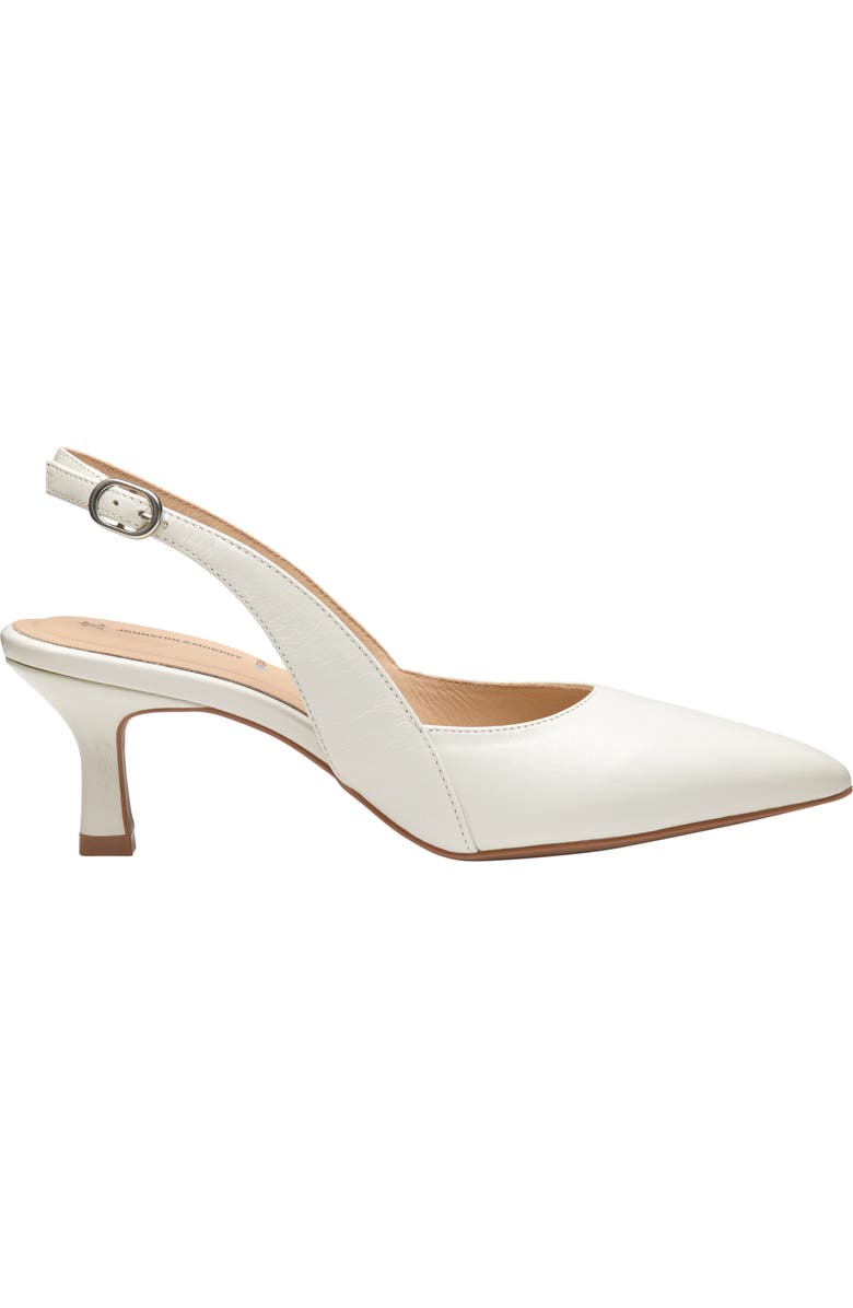 Johnston & Murphy Lindsey Slingback Pointed Toe Kitten Heel Pump, Alternate, color, White Glove Leather