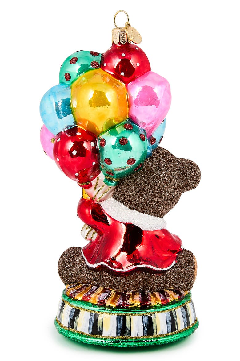 Baby's First Christmas Balloon Bear Glass Ornament, Alternate, color, BROWN