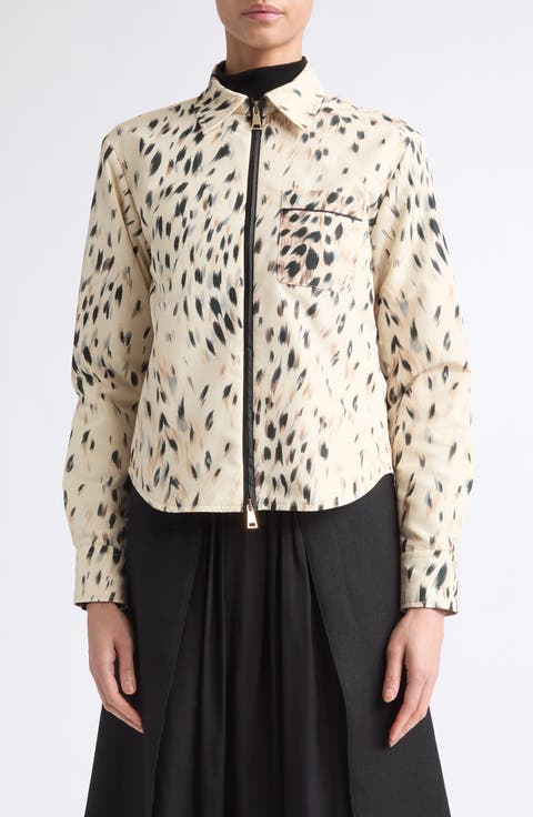 Animalier Print Zip Front Shirt