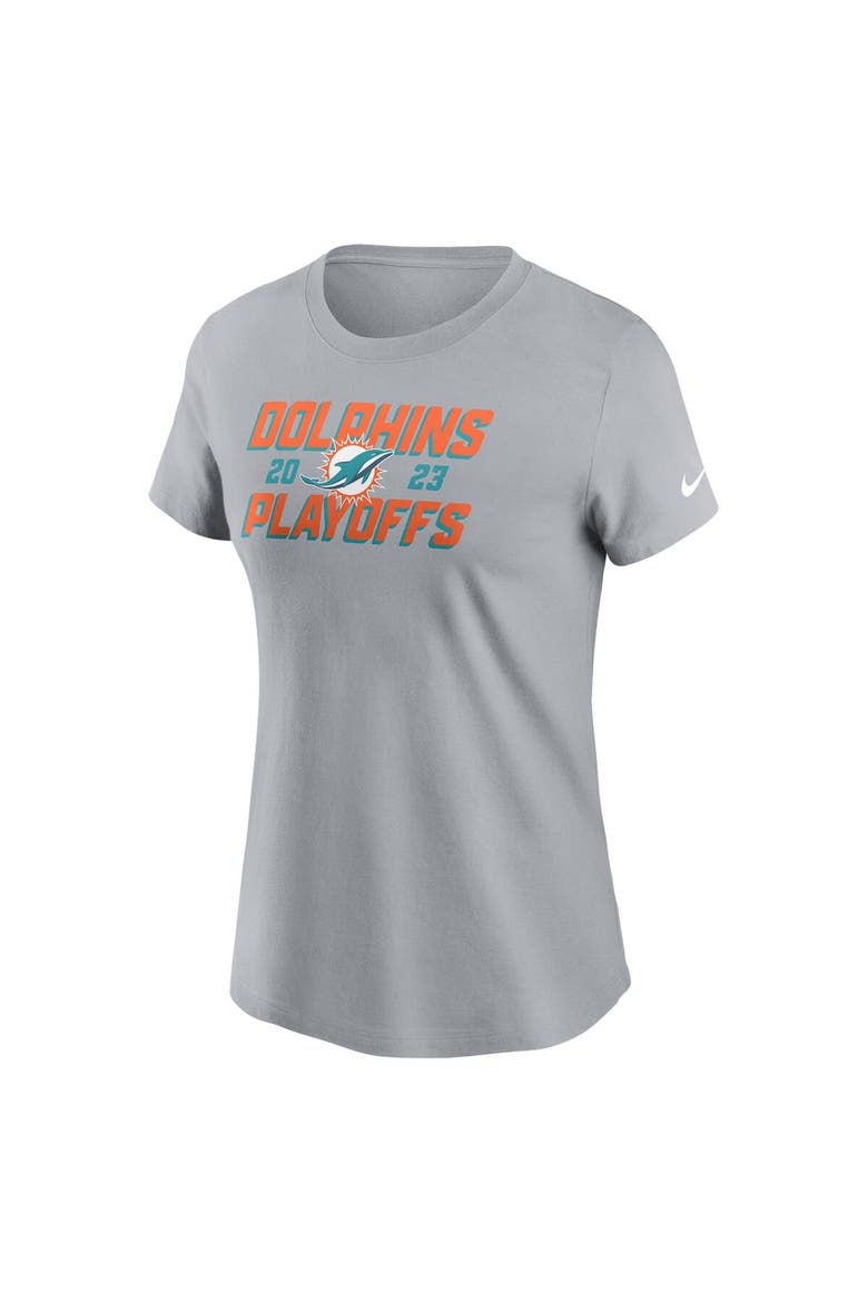 Women's Nike Gray Miami Dolphins 2023 NFL Playoffs Iconic T-Shirt, Alternate, color, Gray