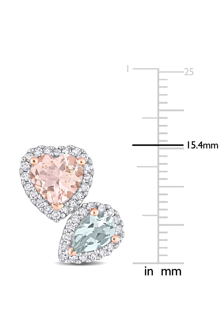Morganite & Diamond Heart Earrings 10k, Alternate, color, Rose Gold