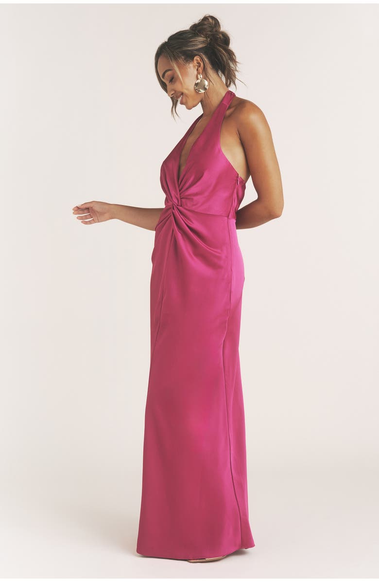 Six Stories Isabel Plunge Knot Detail Dress, Alternate, color, Raspberry