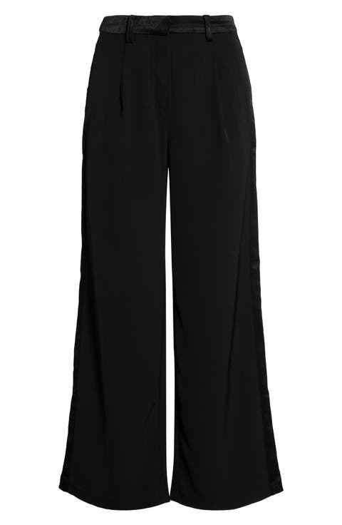 Satin Contrast Wide Leg Pants