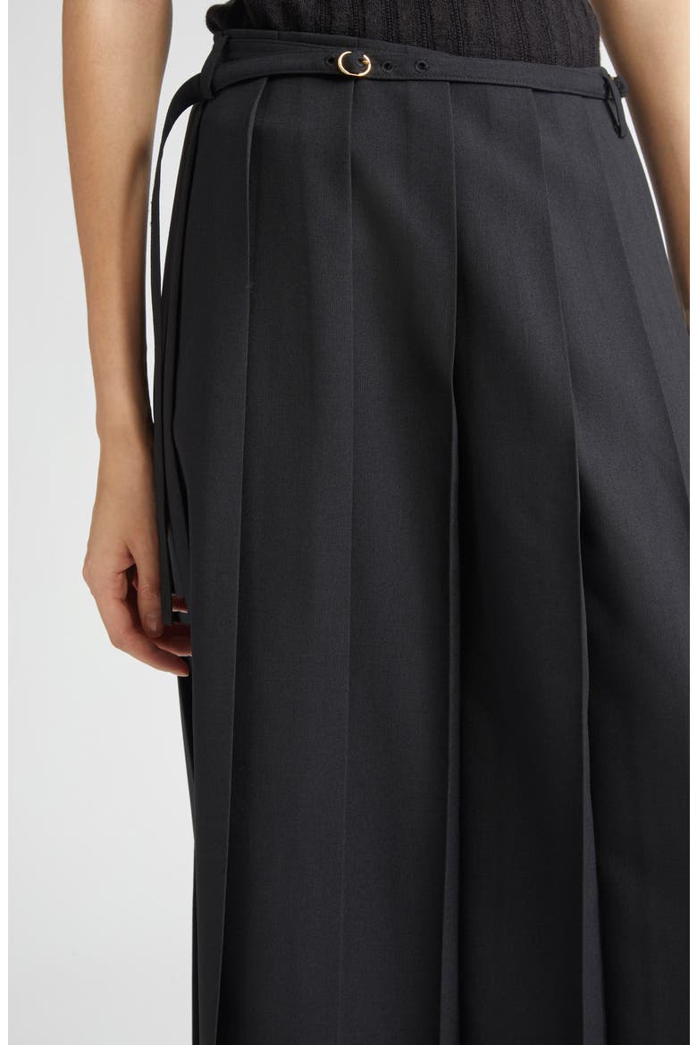 Pleated Long Skirt, Alternate, color, BLACK