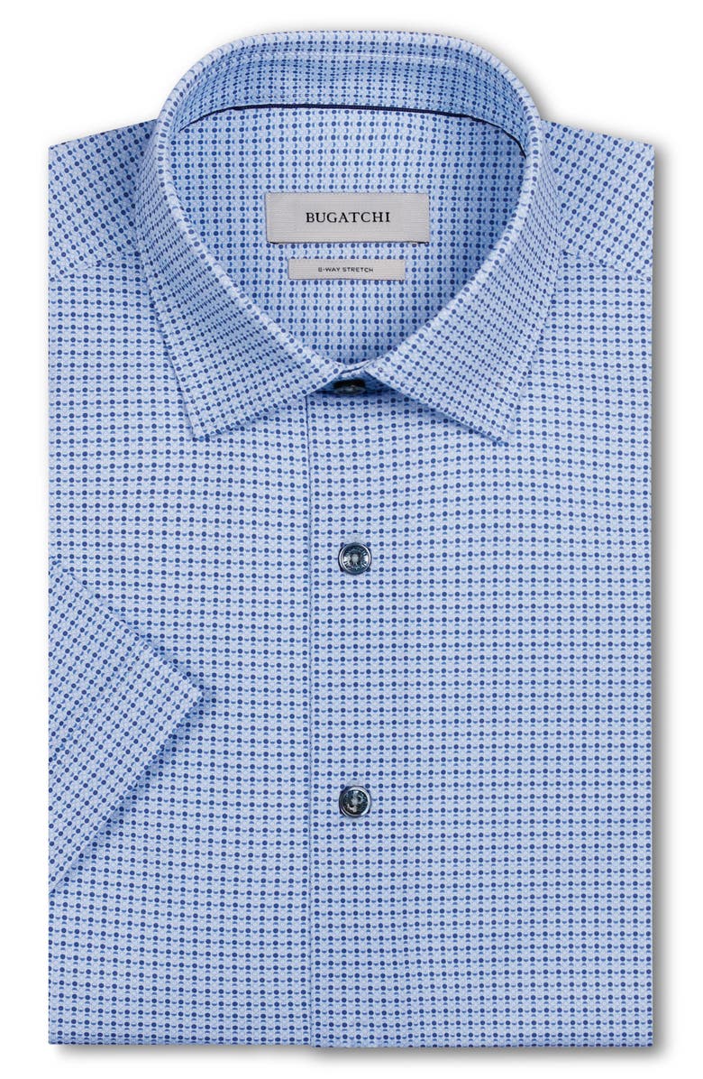 Bugatchi Miles OoohCotton<sup>®</sup> Neat Dot Print Short Sleeve Button-Up Shirt, Alternate, color, Air Blue