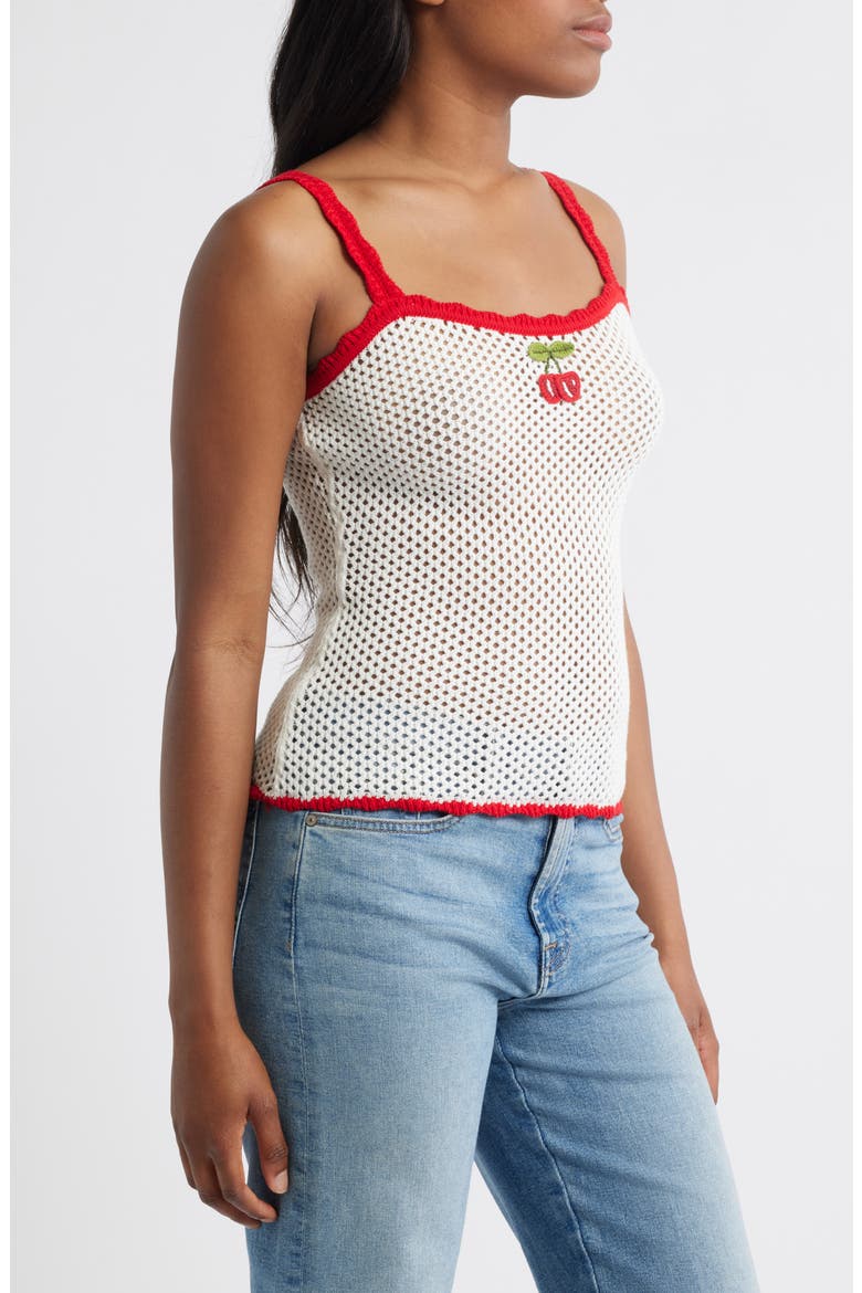 x Styled by COCO! Marcie Embroidered Open Stitch Camisole, Alternate, color, IVORY