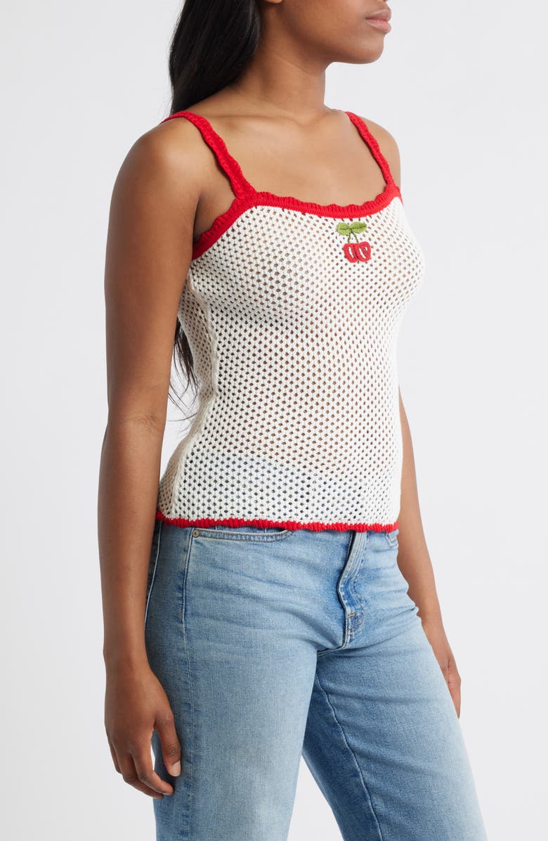 WAYF x Styled by COCO! Marcie Embroidered Open Stitch Camisole, Alternate, color, Ivory