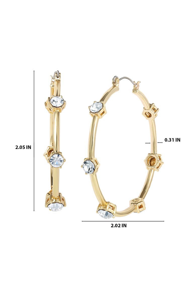 Drop and Hoop Earrings with Crystal Embellishments, Alternate, color, Gold